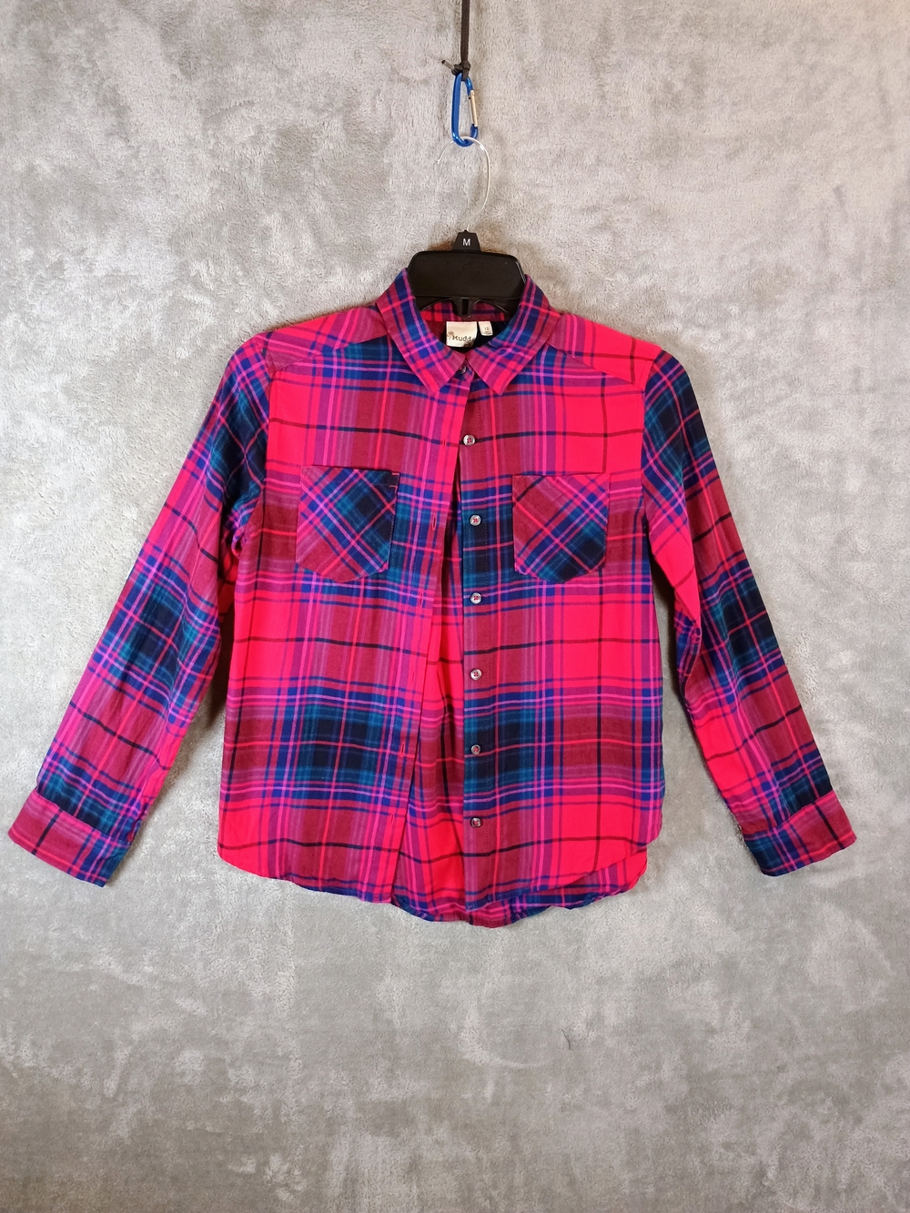 Mudd Girls Bright Pink Plaid Button-Up Shirt Size 12